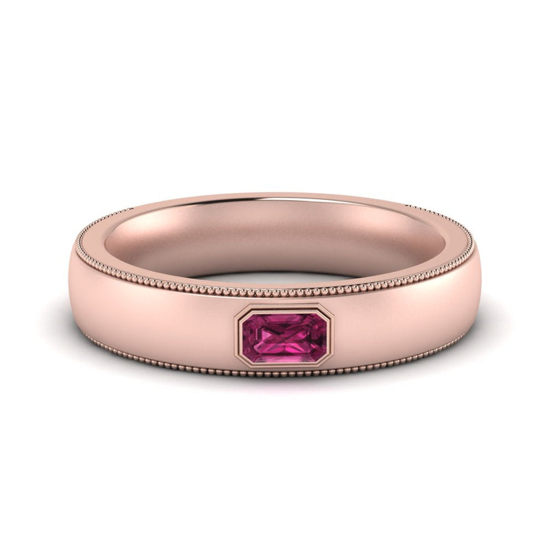 Comfort Fit Mens Milgrain Outline Ring