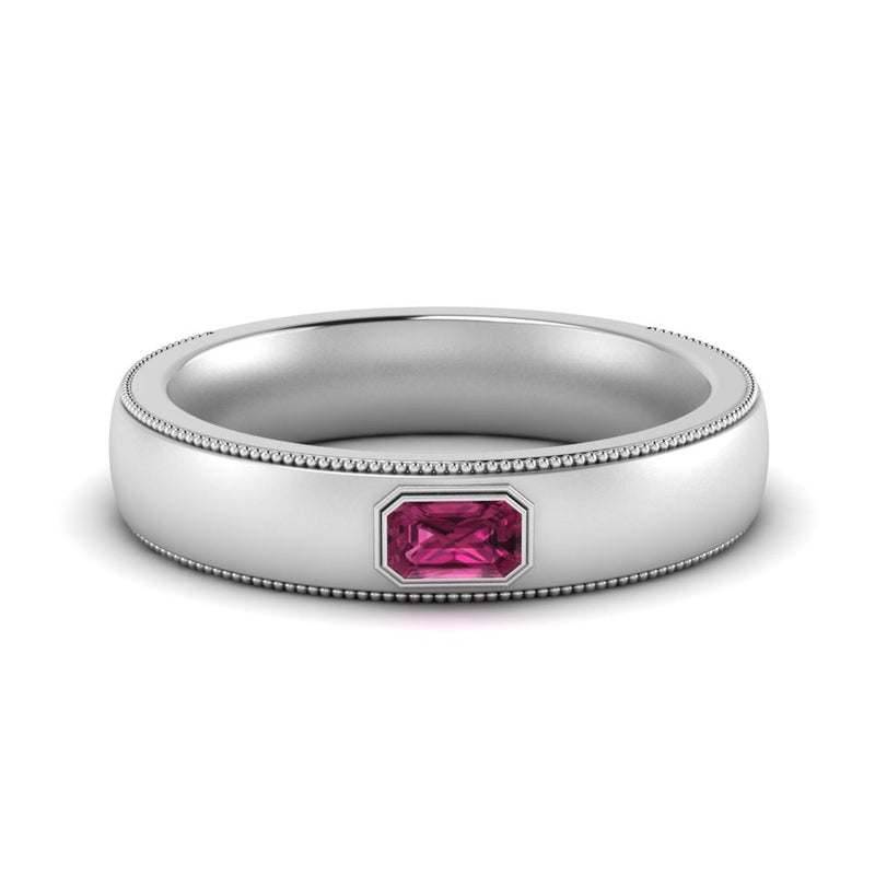 Comfort Fit Mens Milgrain Outline Ring