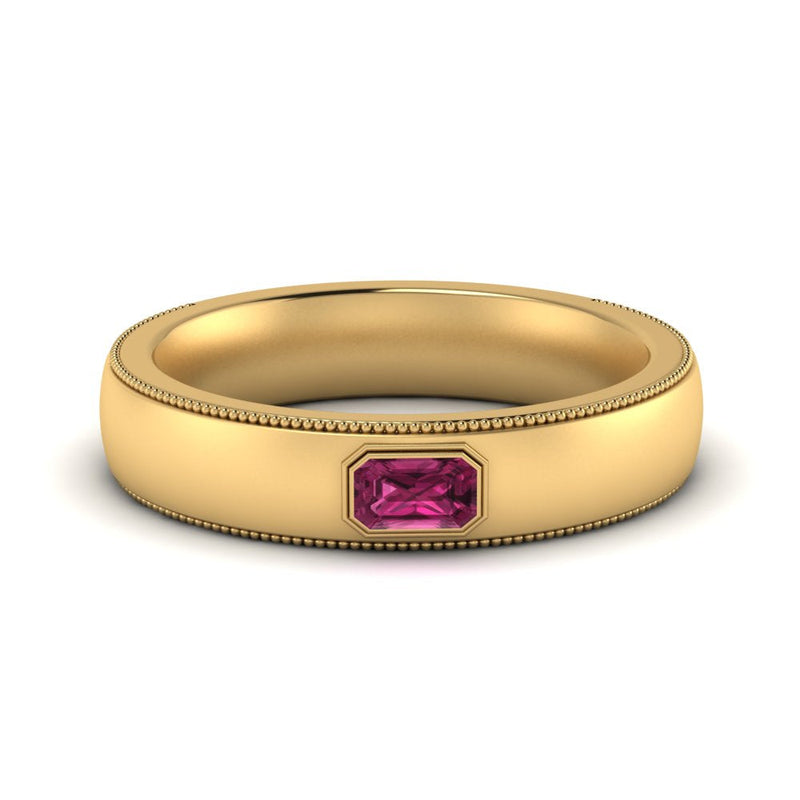 Comfort Fit Mens Milgrain Outline Ring