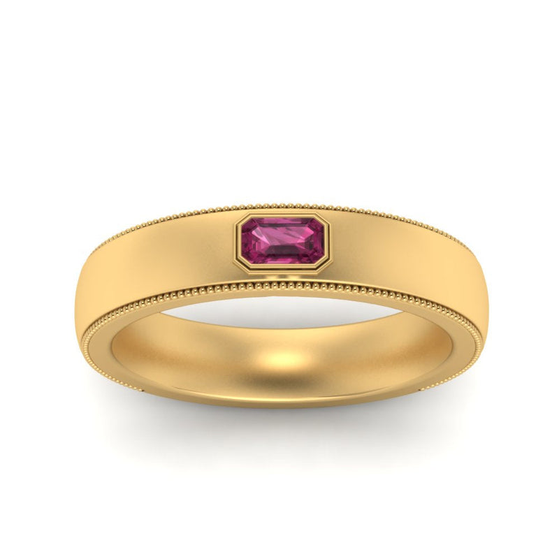 Comfort Fit Mens Milgrain Outline Ring