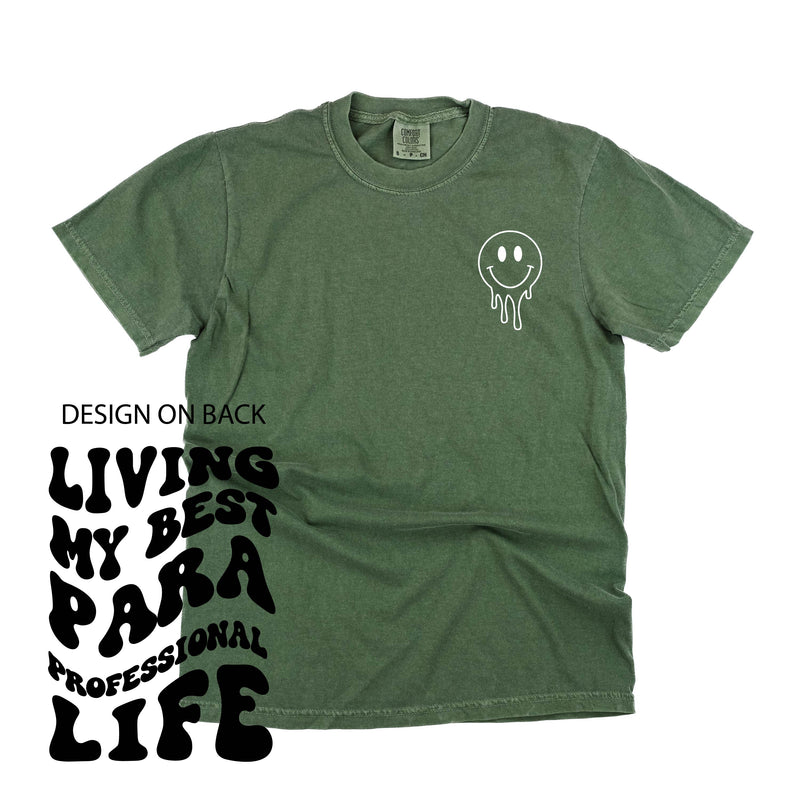 Living My Best Para Professional Life - Melty Smiley (pf & b) - Comfort Colors Tee