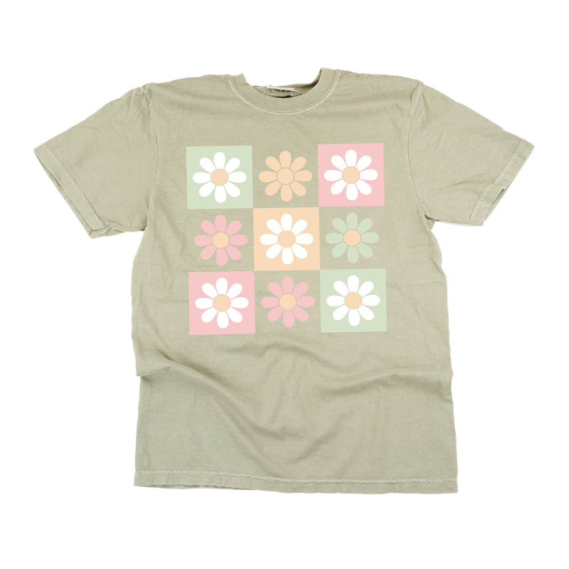 3x3 Checker Board Flowers - Comfort Colors Tee