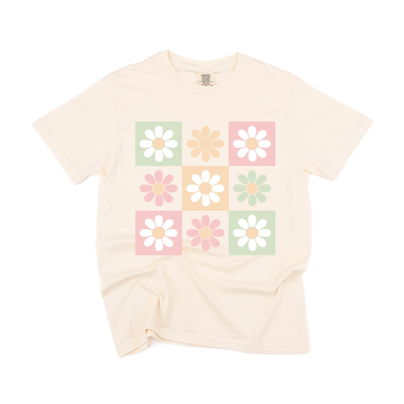 3x3 Checker Board Flowers - Comfort Colors Tee