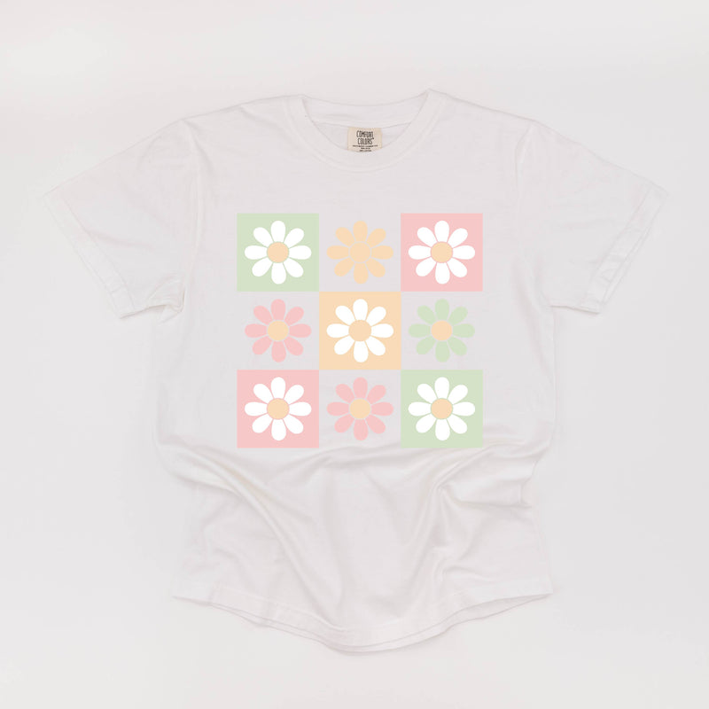 3x3 Checker Board Flowers - Comfort Colors Tee