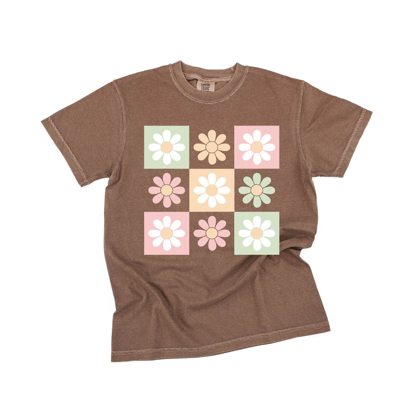 3x3 Checker Board Flowers - Comfort Colors Tee