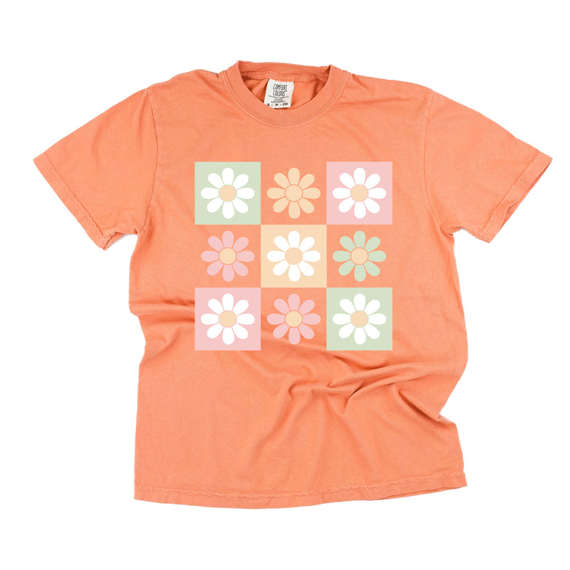 3x3 Checker Board Flowers - Comfort Colors Tee