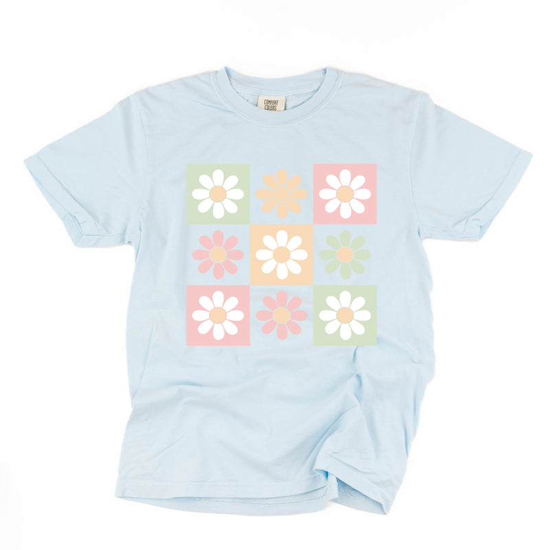 3x3 Checker Board Flowers - Comfort Colors Tee