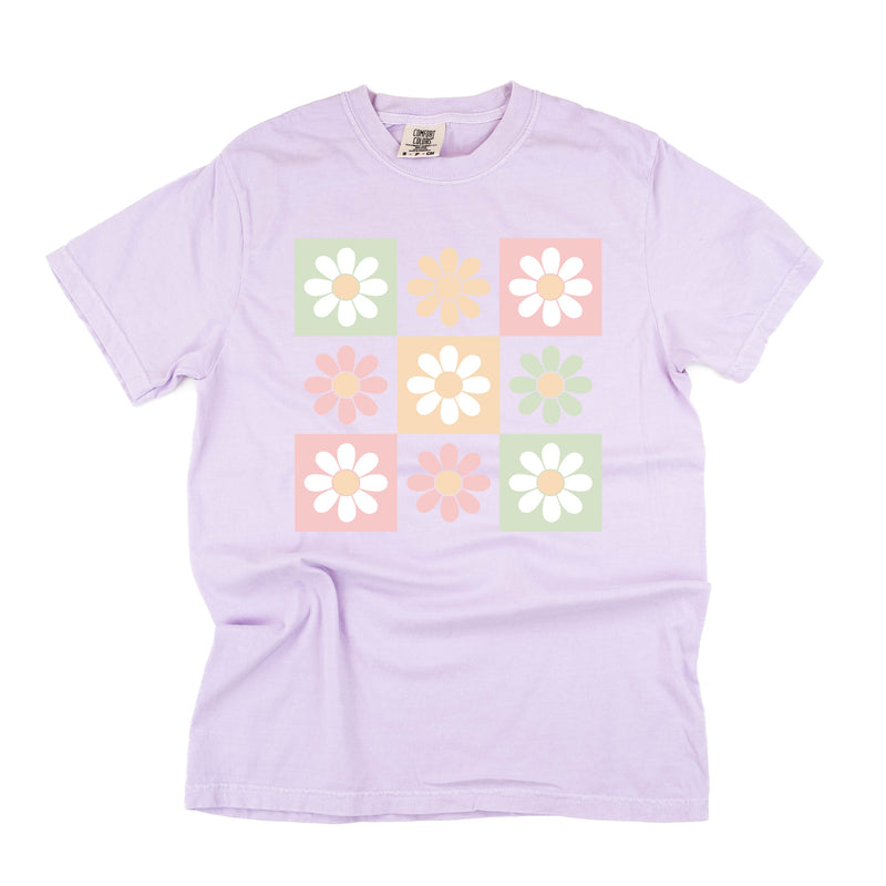 3x3 Checker Board Flowers - Comfort Colors Tee