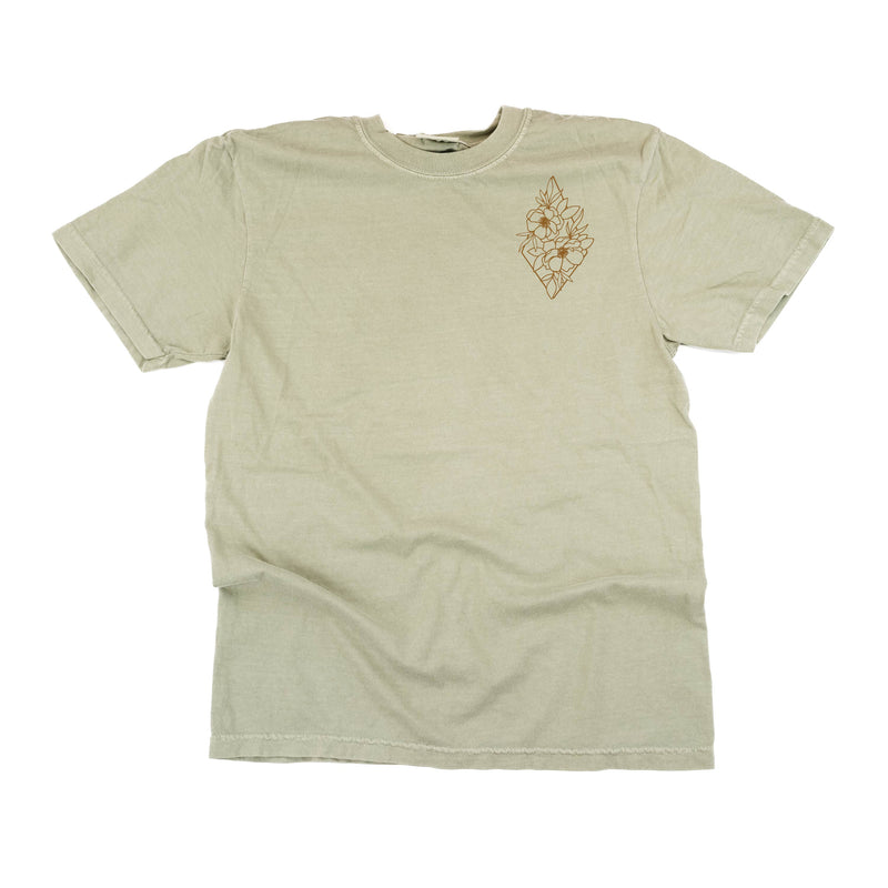 Flower Diamond (Pocket Front) w/ Actually Life is Beautiful and I Have Time (Back) - Comfort Colors Tee