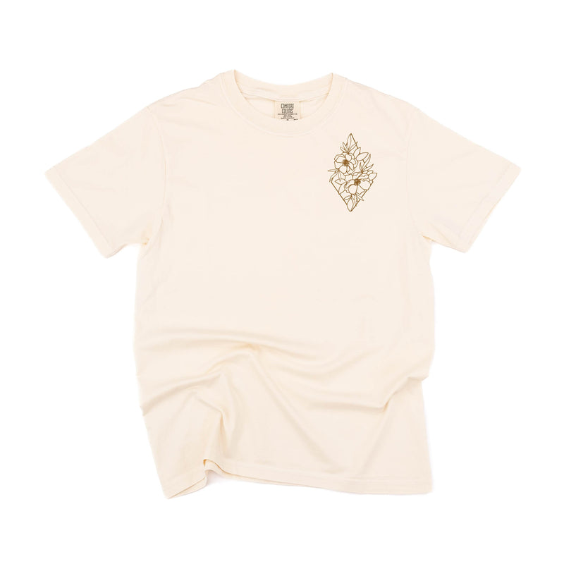 Flower Diamond (Pocket Front) w/ Actually Life is Beautiful and I Have Time (Back) - Comfort Colors Tee
