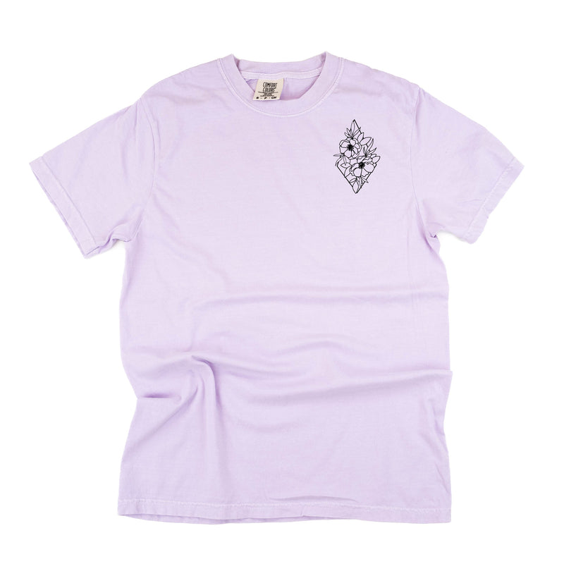 Flower Diamond (Pocket Front) w/ Actually Life is Beautiful and I Have Time (Back) - Comfort Colors Tee