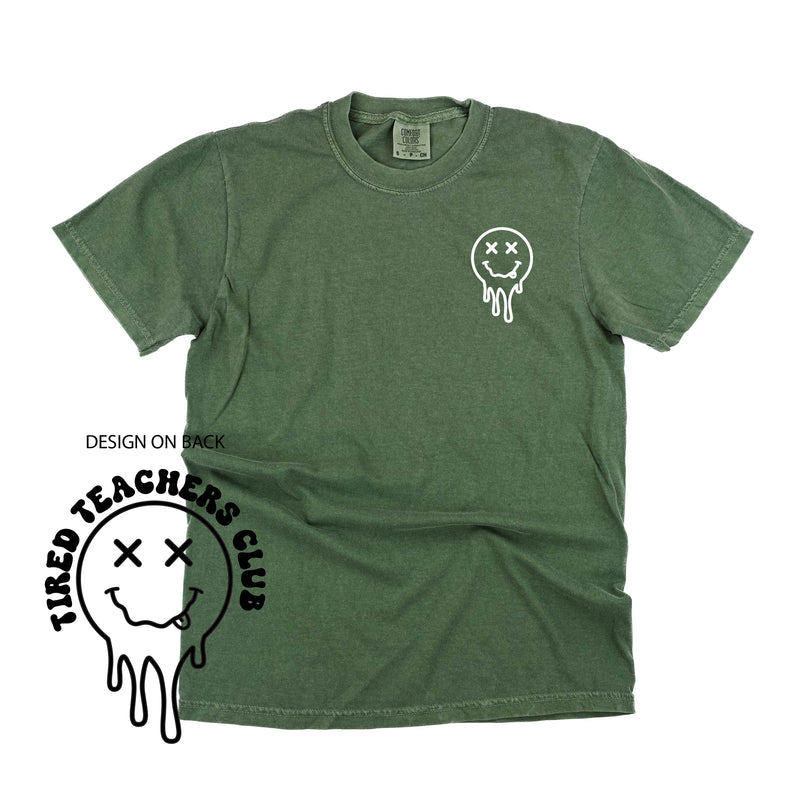 Tired Teachers Club -Melty X Squiggle Smiley (pf & b) - Comfort Colors Tee