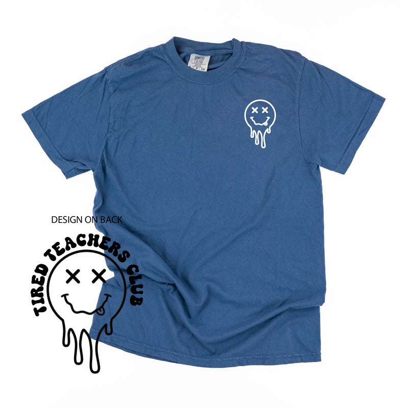 Tired Teachers Club -Melty X Squiggle Smiley (pf & b) - Comfort Colors Tee