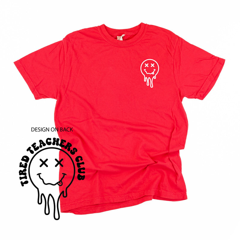 Tired Teachers Club -Melty X Squiggle Smiley (pf & b) - Comfort Colors Tee