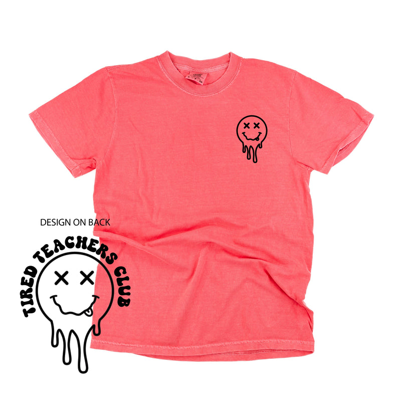 Tired Teachers Club -Melty X Squiggle Smiley (pf & b) - Comfort Colors Tee