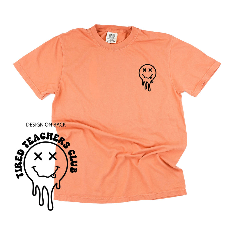 Tired Teachers Club -Melty X Squiggle Smiley (pf & b) - Comfort Colors Tee