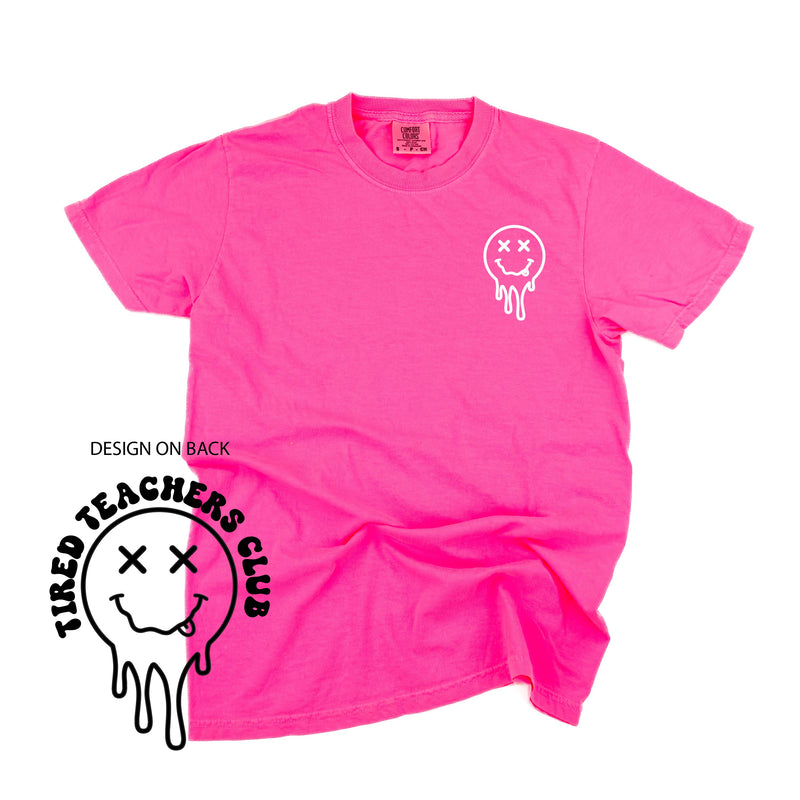 Tired Teachers Club -Melty X Squiggle Smiley (pf & b) - Comfort Colors Tee