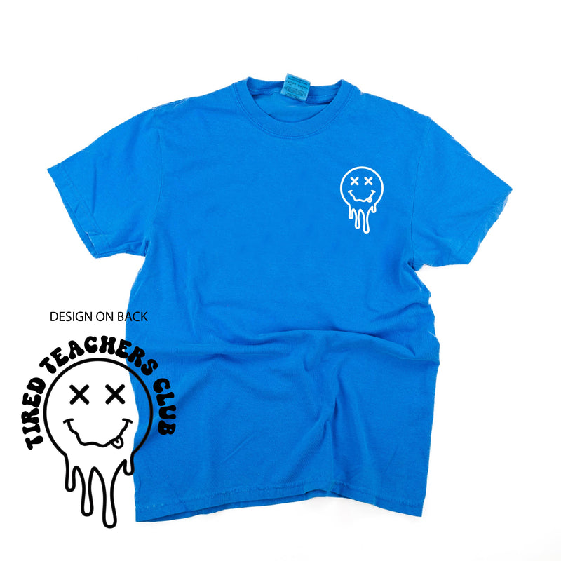 Tired Teachers Club -Melty X Squiggle Smiley (pf & b) - Comfort Colors Tee