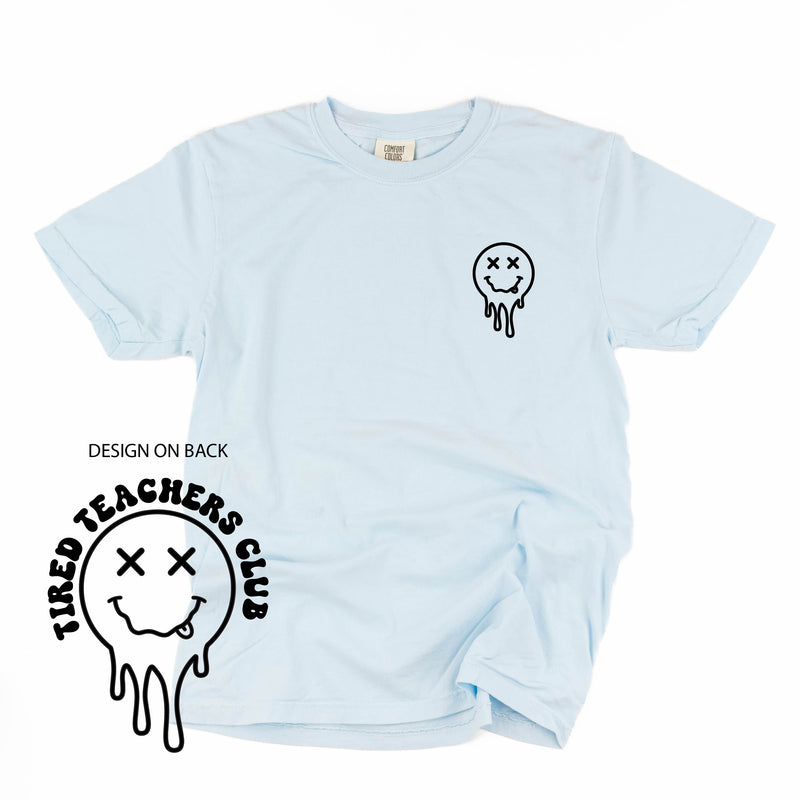 Tired Teachers Club -Melty X Squiggle Smiley (pf & b) - Comfort Colors Tee