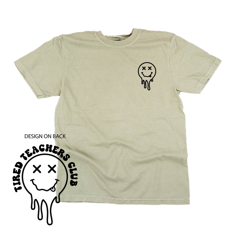 Tired Teachers Club -Melty X Squiggle Smiley (pf & b) - Comfort Colors Tee