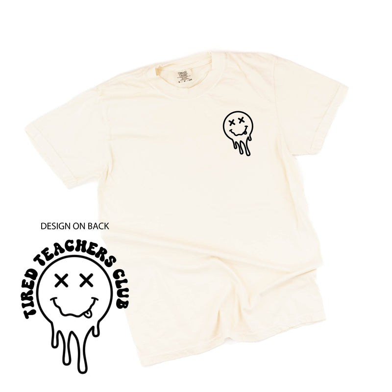 Tired Teachers Club -Melty X Squiggle Smiley (pf & b) - Comfort Colors Tee