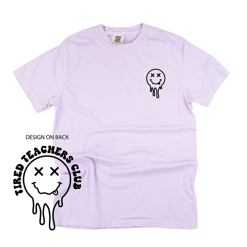 Tired Teachers Club -Melty X Squiggle Smiley (pf & b) - Comfort Colors Tee