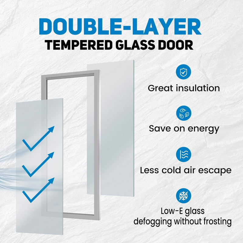 Commercial 2-Door Beverage Refrigerator Cooler With LED Lighting (SAK15896)