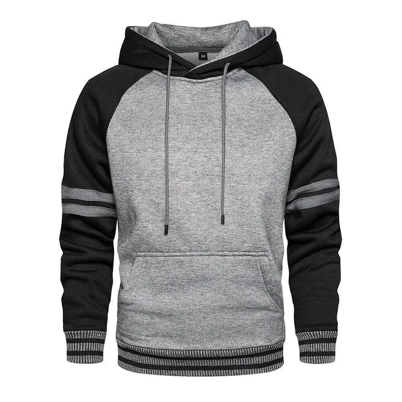 Cool Men's Patchwork Hooded Sweatshirt Hoodies Sport Clothing Casual Loose Fleece Warm Streetwear Modern Male Fashion Autumn Winter Outwear  Long Sleeve Pleated Comfy Round Neck Mens Sweatshirts Workout Sport Casual Hoodie