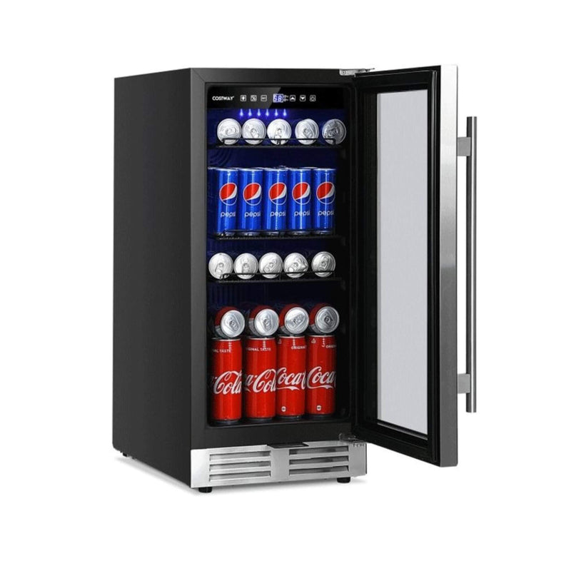 Premium 15" Tall Built-In Freestanding Beverage Cooler Refrigerator, 100 Cans (SAK77654)