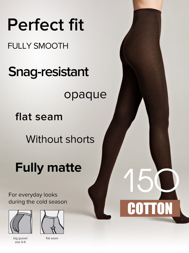 Tights Conte Cotton 150 Den - Warm Opaque