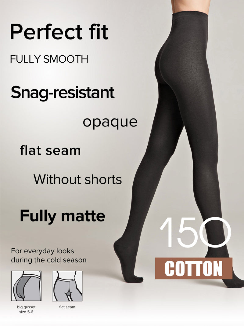 Tights Conte Cotton 150 Den - Warm Opaque