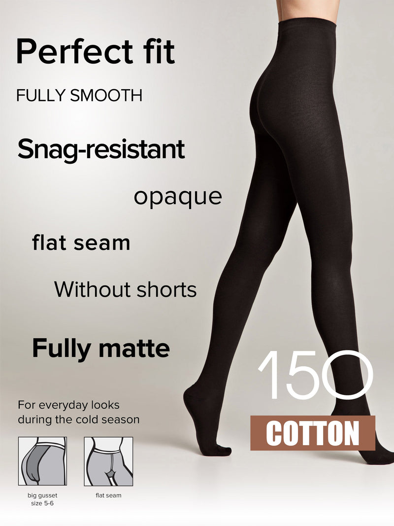 Tights Conte Cotton 150 Den - Warm Opaque