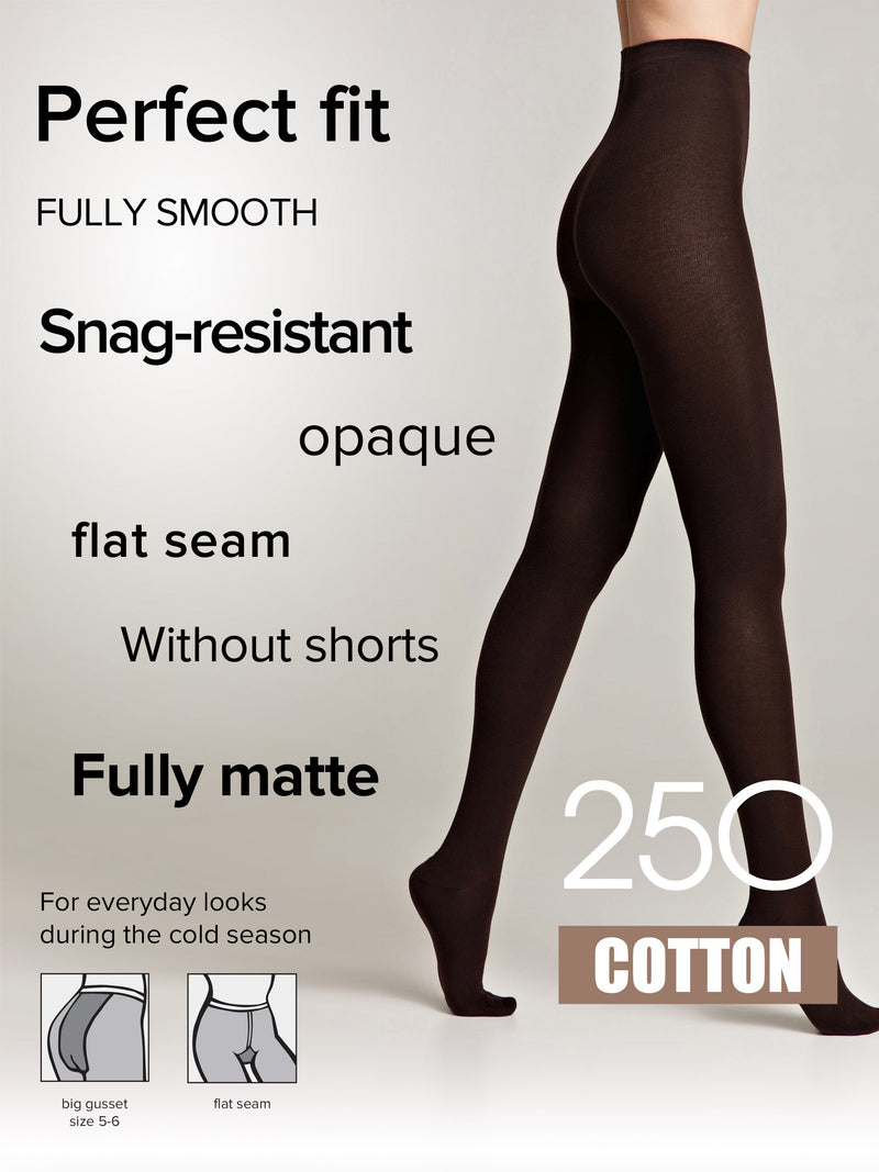 Tights Conte Cotton 250 Den - Warm Opaque