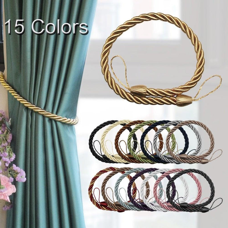 Curtain Tie Backs Gold Handmade Weave Curtain Holder Clip Buckle Rope Home Decorative Room Accessories Curtain Tieback Curtain Handmade Tiebacks Ropes Holdbacks 74CM