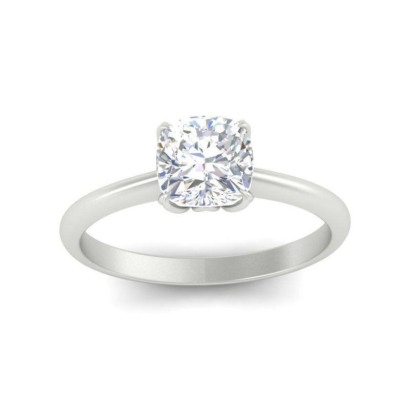 Floral Head Cushion Solitaire Cathedral Ring