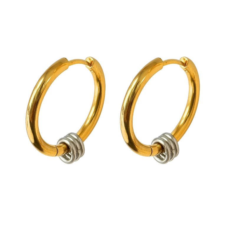 Signature Style Mixed Metal Two-Tone Earrings
