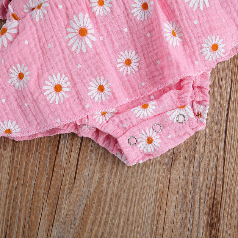 Strap Four-color Chrysanthemum One-piece Romper Dress Triangle Romper Headband