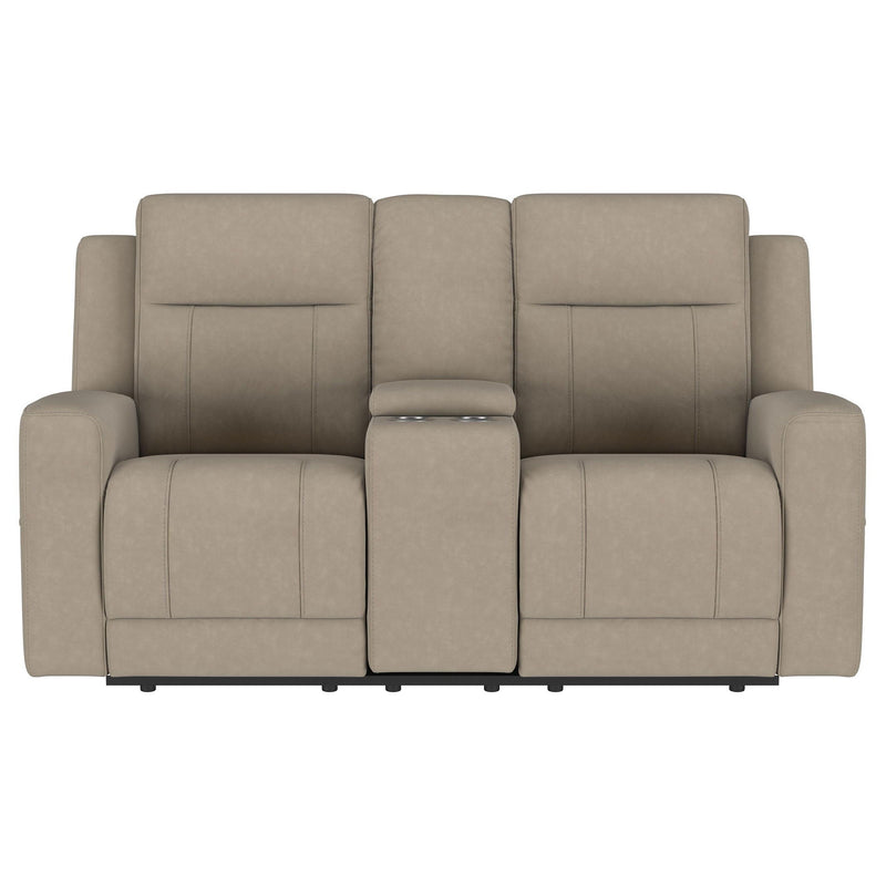 Brentwood Upholstered Motion Reclining Loveseat Taupe