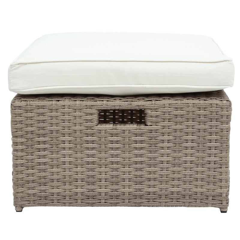 U-Style Patio Furniture 4 Piece Outdoor Wicker Sectional Sofa Set with Ottoman and Cushions