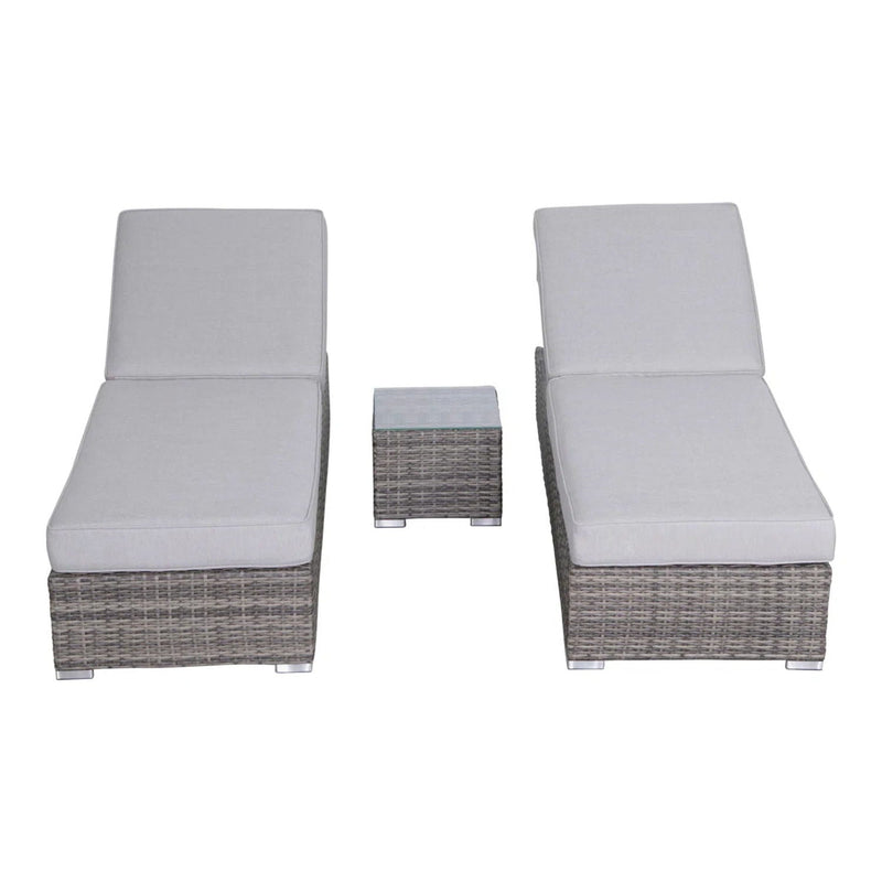 3 Piece Chaise Lounge Set With Adjustable Reclining - Gray Mix