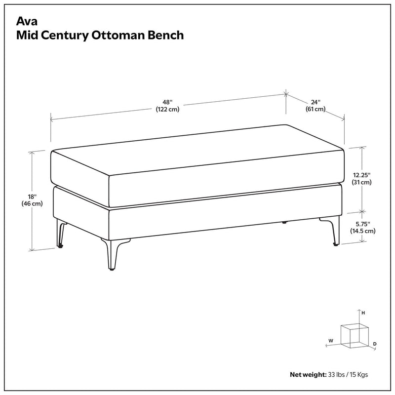 Ava - Versatile Mid Century Ottoman