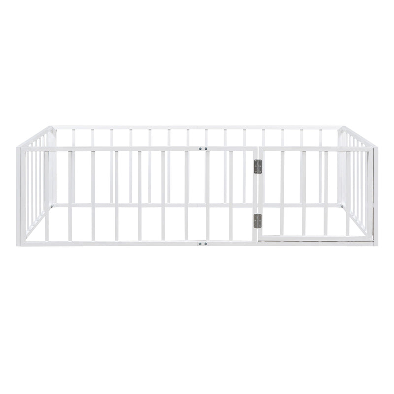 Metal Floor Bed Frame With Fence And Door