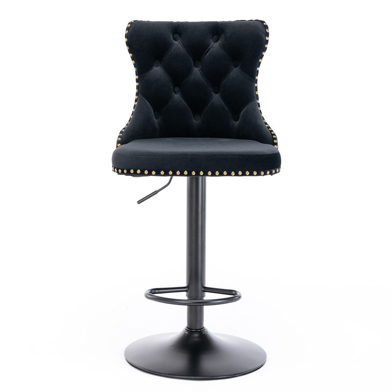 Swivel Barstools Adjusatble Seat Height, Modern Upholstered Bar Stools With Backs Comfortable Tufted For Home Pub And Kitchen Island (Set of 2)