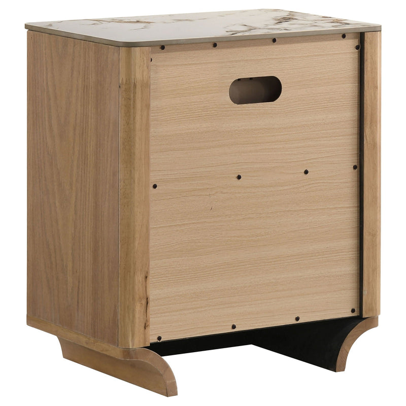 Leanne 2-drawer Sinter Stone Top Nightstand Light Oak