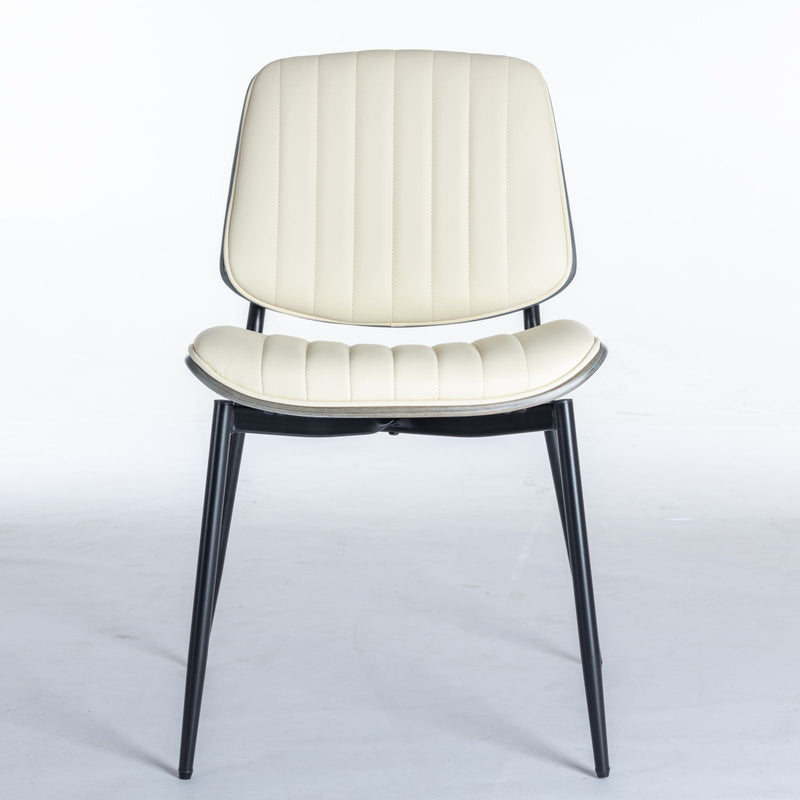 Dining Chairs (Set of 2) Mid-Century Modern Retro Chair With Walnut Bentwood Back Upholstered Seat Metal Legs Adjustable Foot For Kitchen Dining Room Chairs