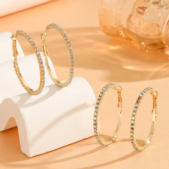 1 Pair European And American Zircon Inlaid Princess Style Large Earrings For Women, Worn At Daily Parties, Wedding Jewelry, Birthday Gifts