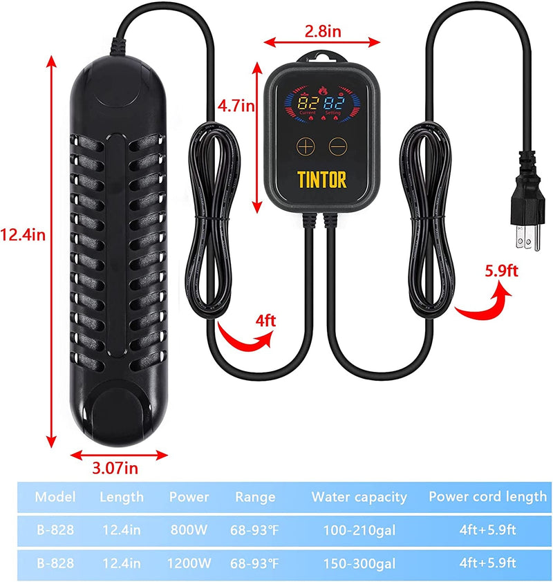 Submersible Aquarium Heater, 800W/1200W