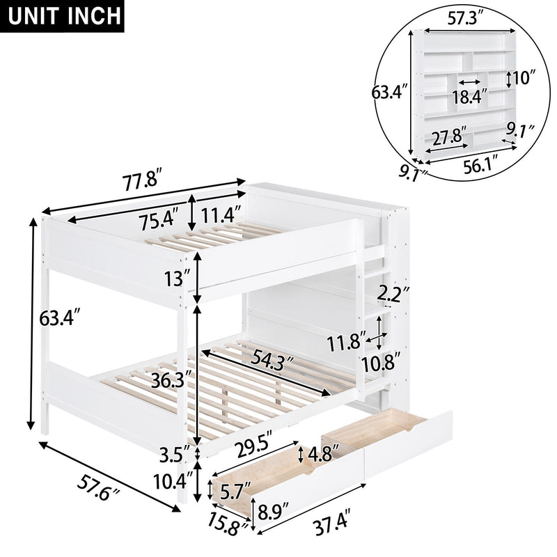 Bunk Bed With 2 Drawers And Multi Layer Cabinet