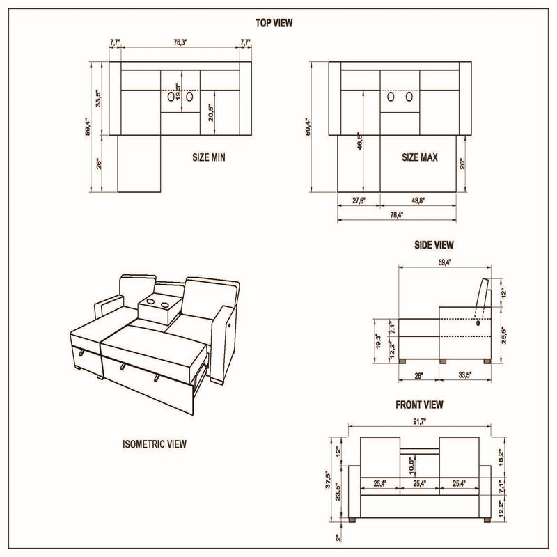 Territory - Pull Out Sofa Bed With Design - Dark Gray