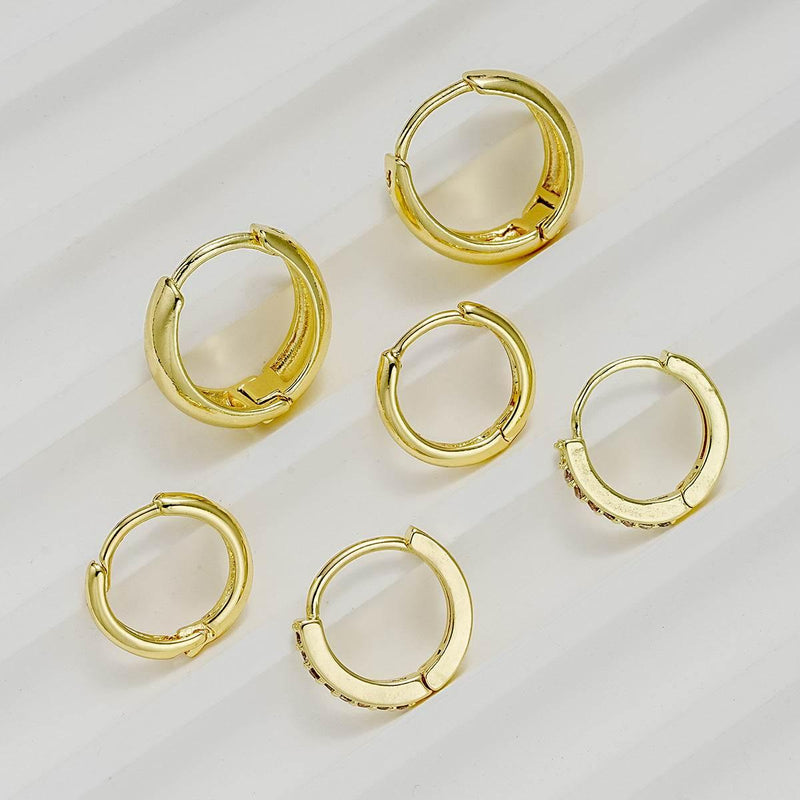 Stacking 3 Pieces Small Hoop Huggie Earrings Set for Women, Silver Stud Earrings for Multiple Piercing Hypoallergenic Trendy Jewelry, Dainty Jackets Cartilage Cubic Zircon Earrings for Women's Gifts